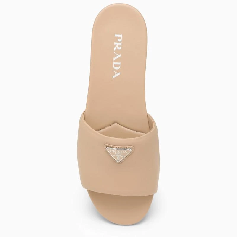 Prada Sand-coloured leather slide with logo 4