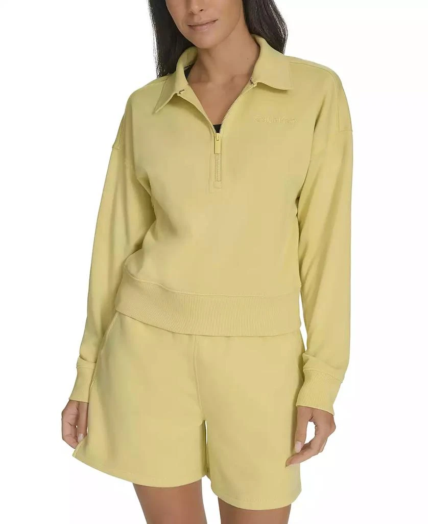 Calvin Klein Women's French Terry Collared Half-Zip Pullover Top 2