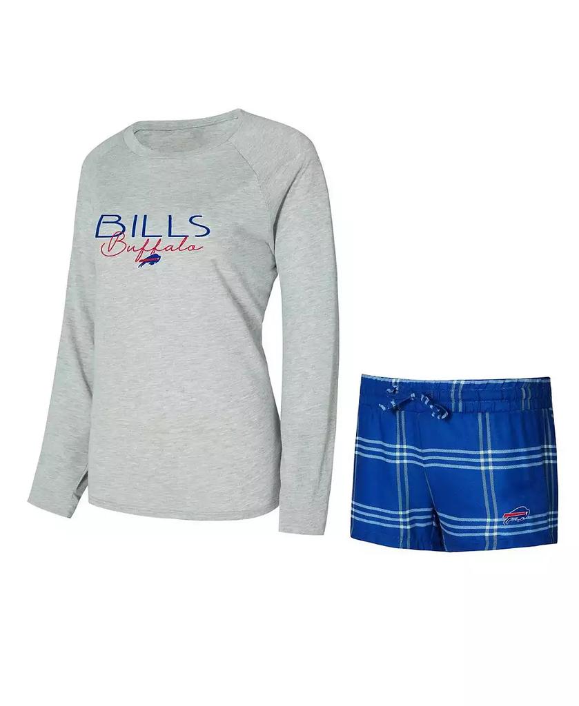 Concepts Sport Women's Royal/Gray Buffalo Bills Petition Raglan Long Sleeve T-Shirt and Shorts Set