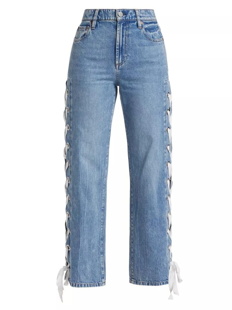Alice + Olivia Reita Lace-Up Straight-Leg Jeans 1