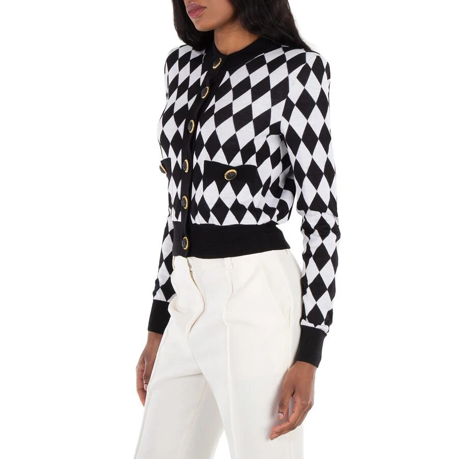 Balmain Diamond-Intarsia Virgin Wool Cardigan 2