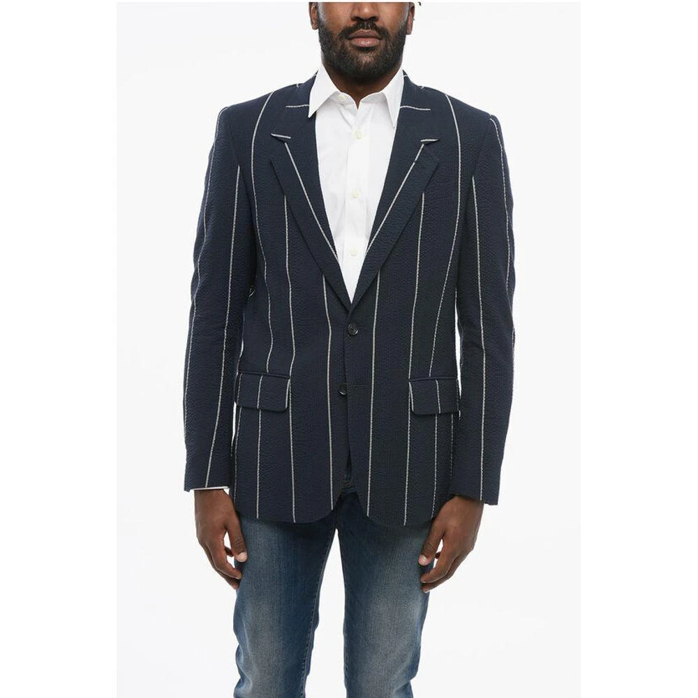 Corneliani CC COLLECTION Single Breasted Half-Lined Blazer With Men's Stripe 1