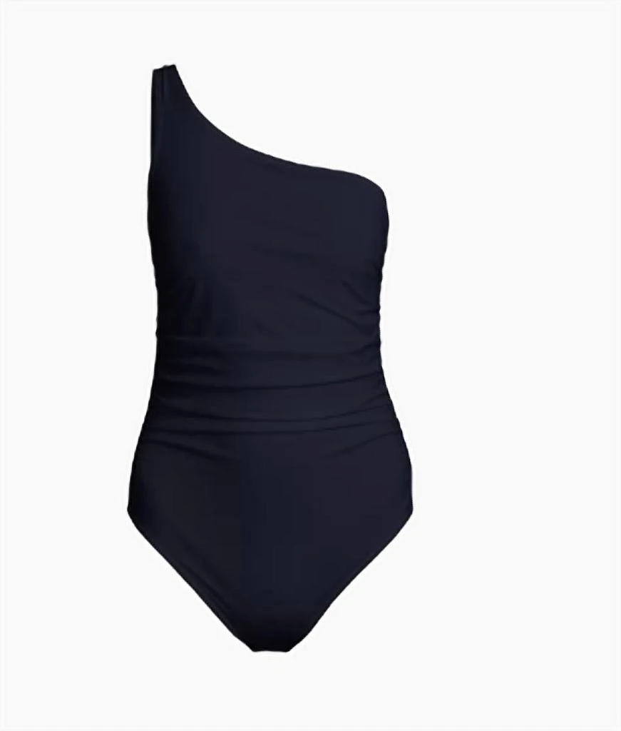 Karla Colletto Basics Ruched One-Shoulder Swimsuit In Black 2