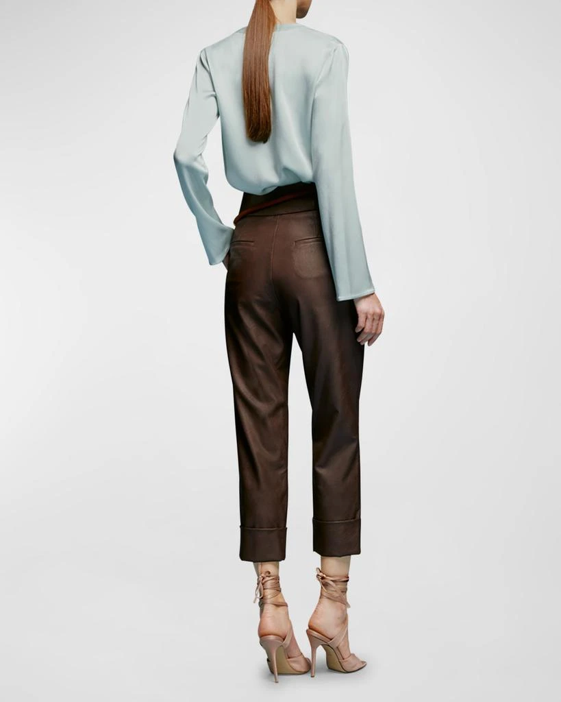 Silvia Tcherassi Moad Faux Leather Straight-Leg Crop Pants 3