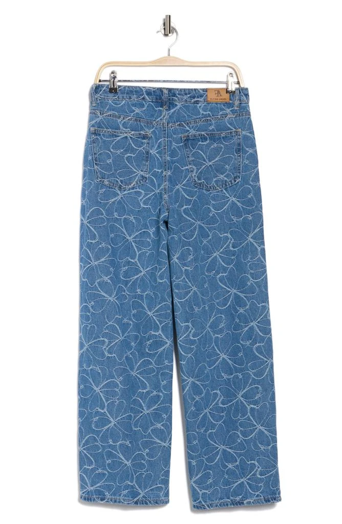 FLYING ANGEL Floral Embroidered High Waist Wide Leg Jeans 2