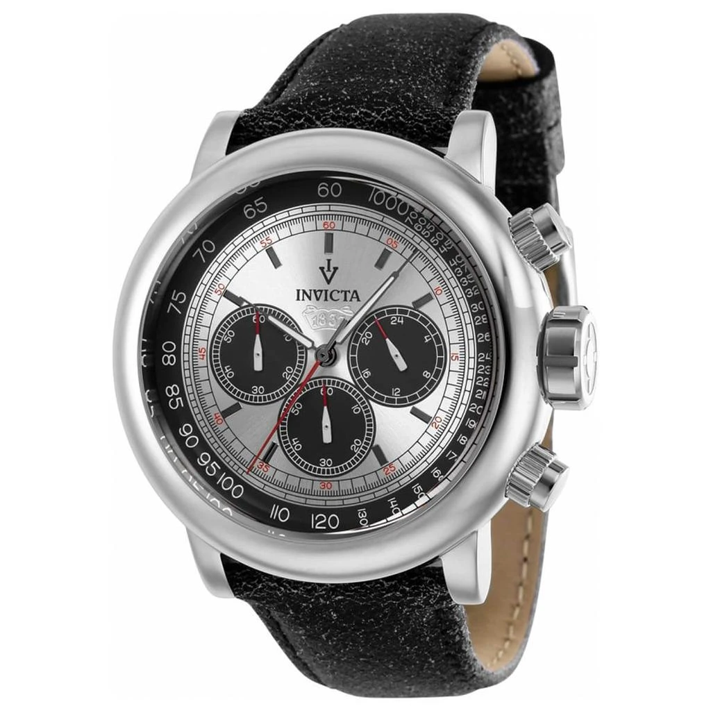 Invicta Invicta Men's Chronograph Watch - Vintage Silver Tone and Black Dial Strap | 37784 1