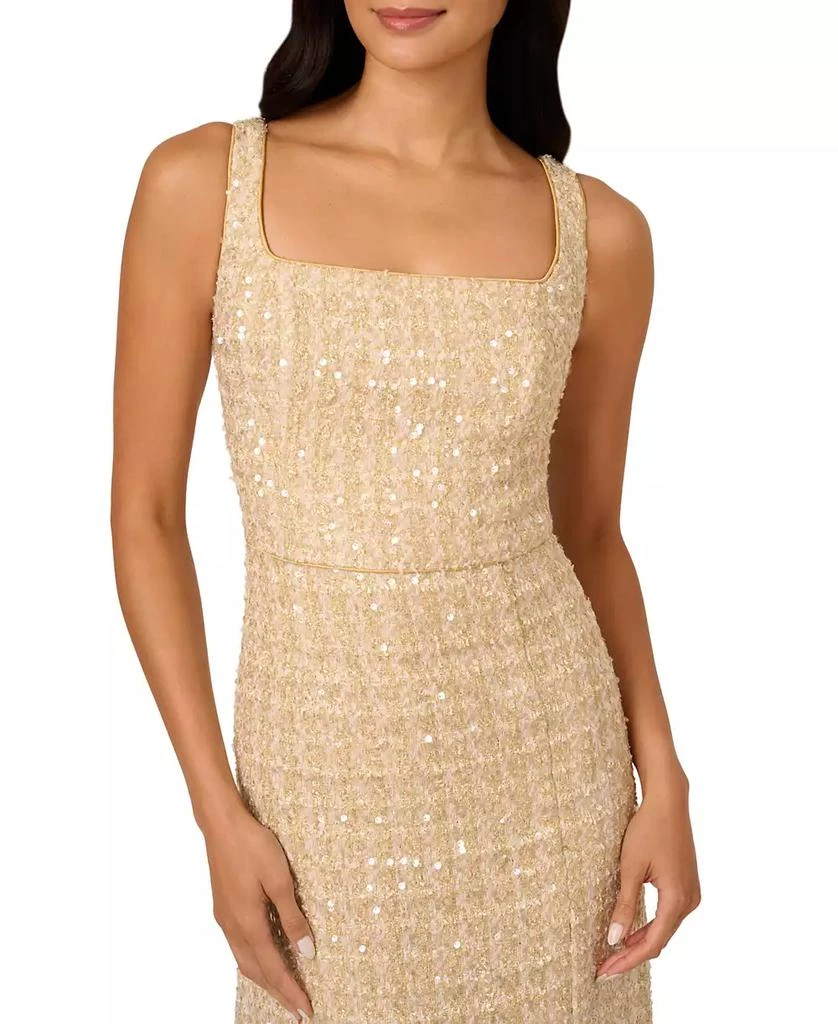 Adrianna Papell Petite Sequin-Bouclé Square-Neck Gown 3