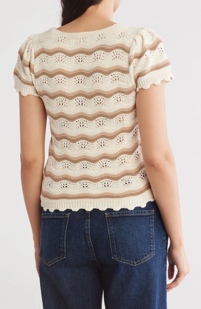 DR2 by Daniel Rainn Cotton Wavy Stripe Short Sleeve Sweater 2