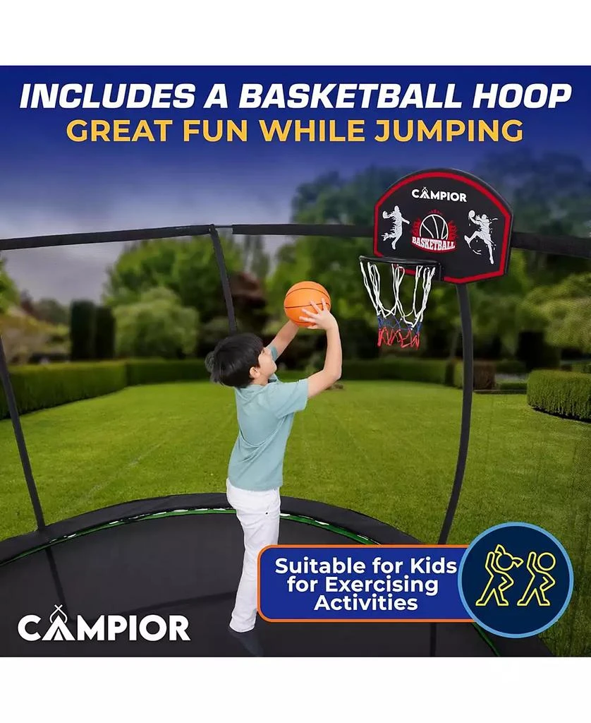 Lifemaster Pumpkin Trampoline with Basketball Hoop 
Inner Enclosure - Safe, Durable,Family Fun - Heavy Duty Galvanized Springs - Waterproof Padding - Stable Base - Outdoor Backyard Style 6
