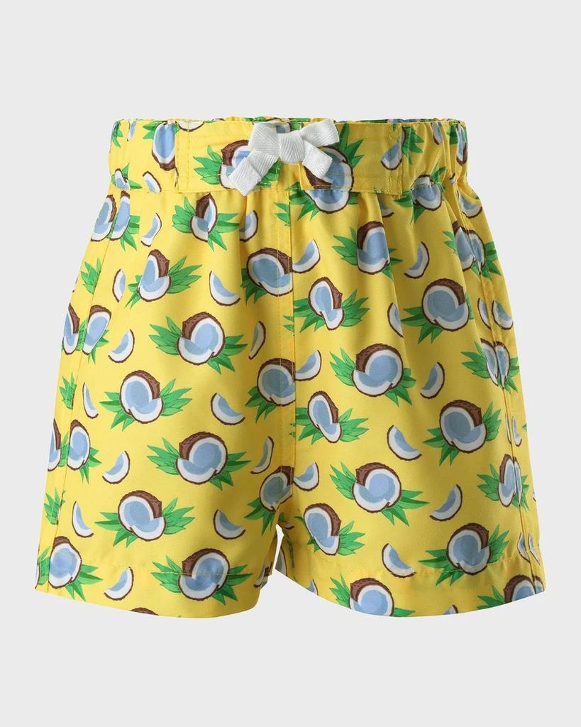 Rachel Riley Boy
s Coconut-Print Swim Trunks, Size 6M-24M