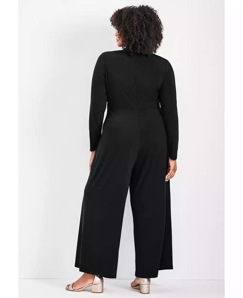 AVENUE Women's Plus Size Glamour Wrap Front Jumpsuit