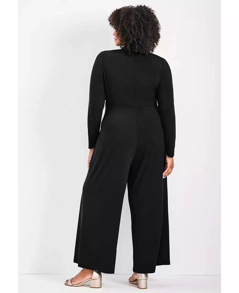 AVENUE Women's Plus Size Glamour Wrap Front Jumpsuit 2