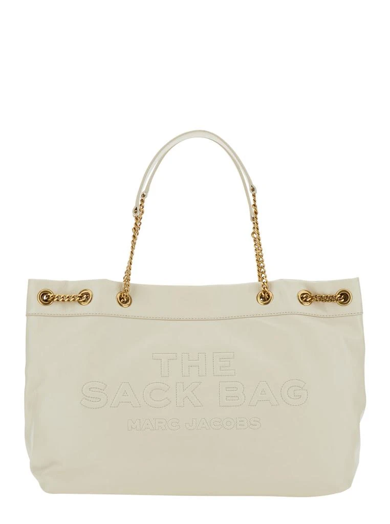 Marc Jacobs the Sack Bag White Shoulder Bag With Logo Embossed On The Front In Leather Woman 1