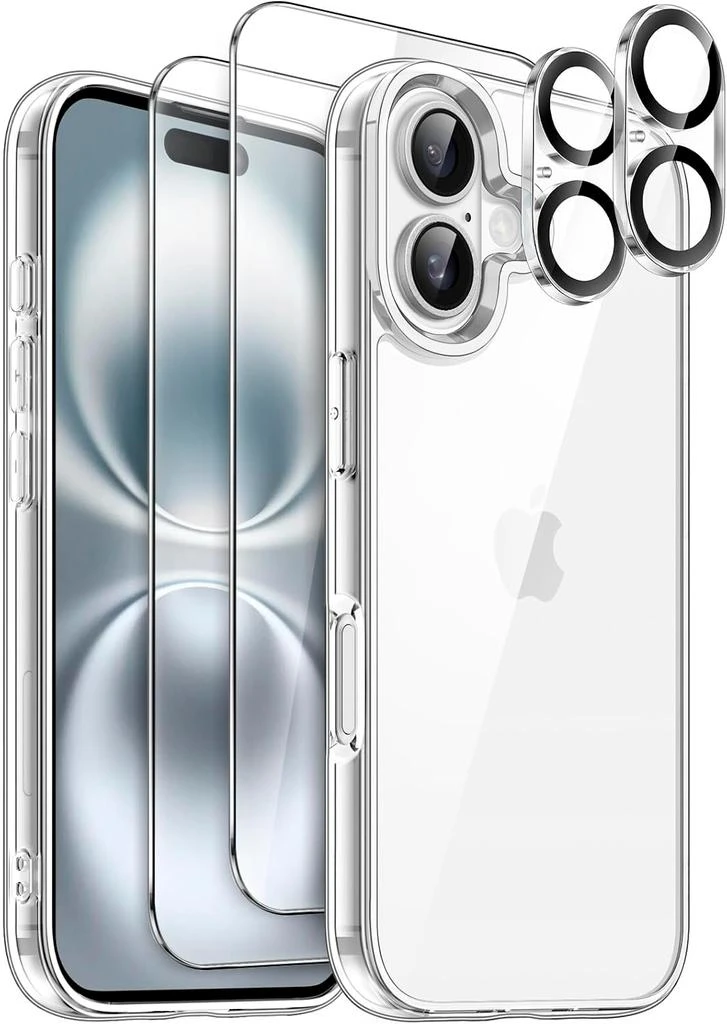 ENTRONIX Entronix Bundle Compatible with iPhone 16 Plus - [Hard] Clear Case, 2 Clear Screen Protector & 2 Camera Lens Protectors