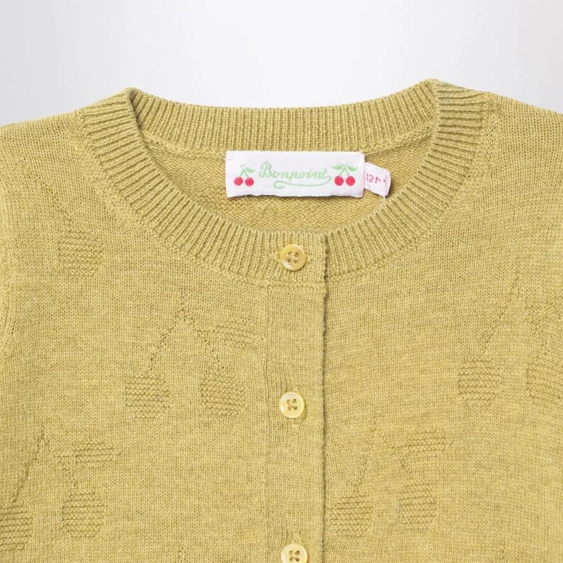 Bonpoint Pistachio green cardigan in wool and cotton 3