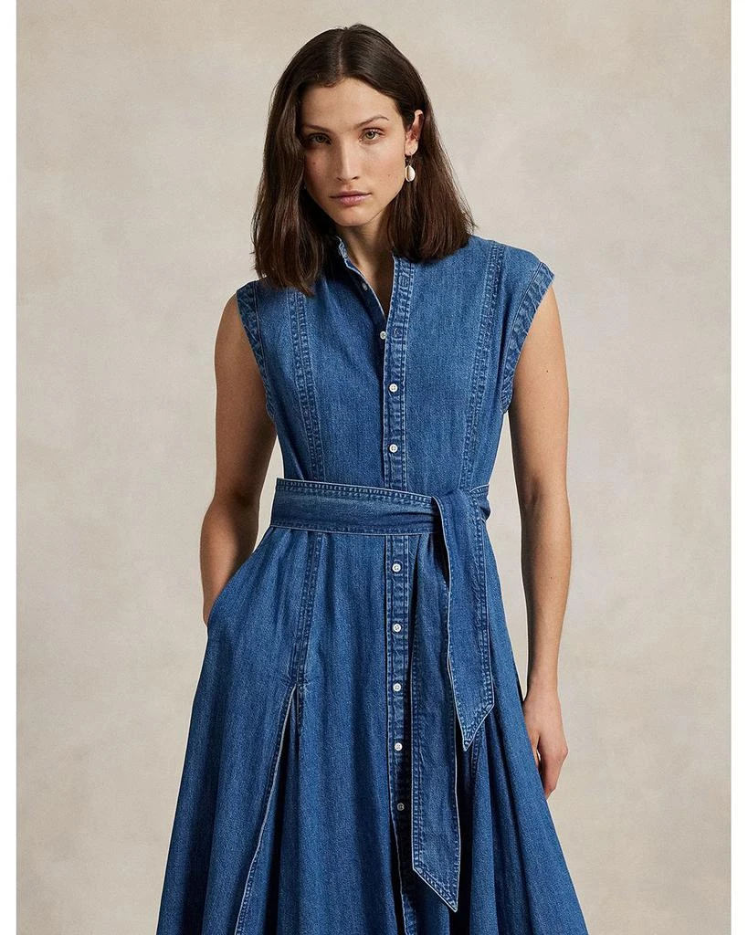 Ralph Lauren Lauren Ralph Lauren Belted Denim Sleeveless A Line Dress 4