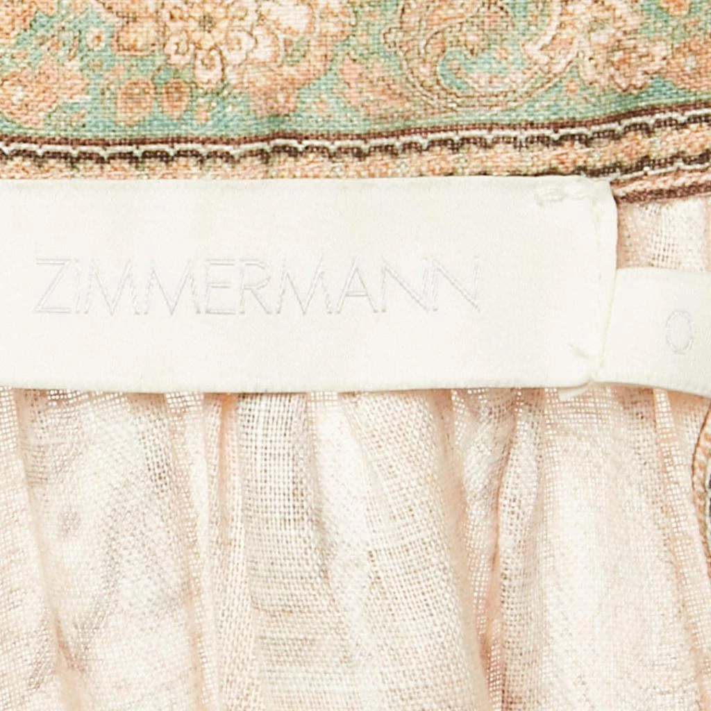 Zimmermann Zimmermann Light Orange Printed Button Front Belted Mini Dress S 4