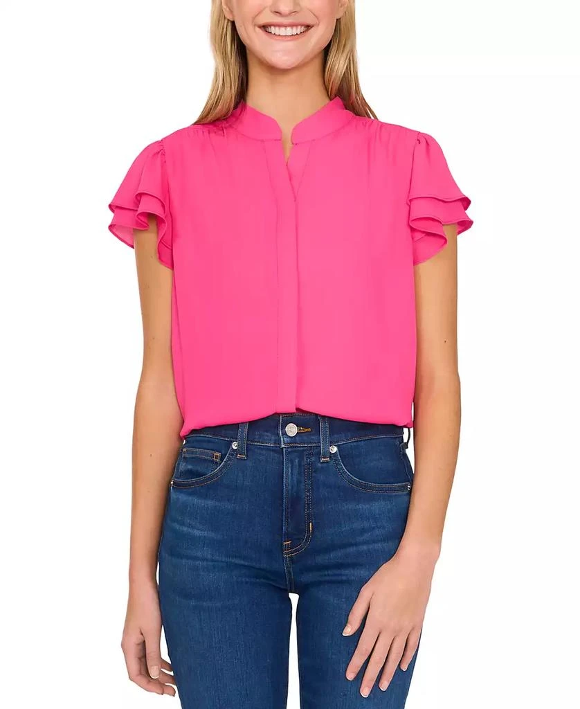 CeCe Women's Flutter-Sleeve Button-Front Blouse 1