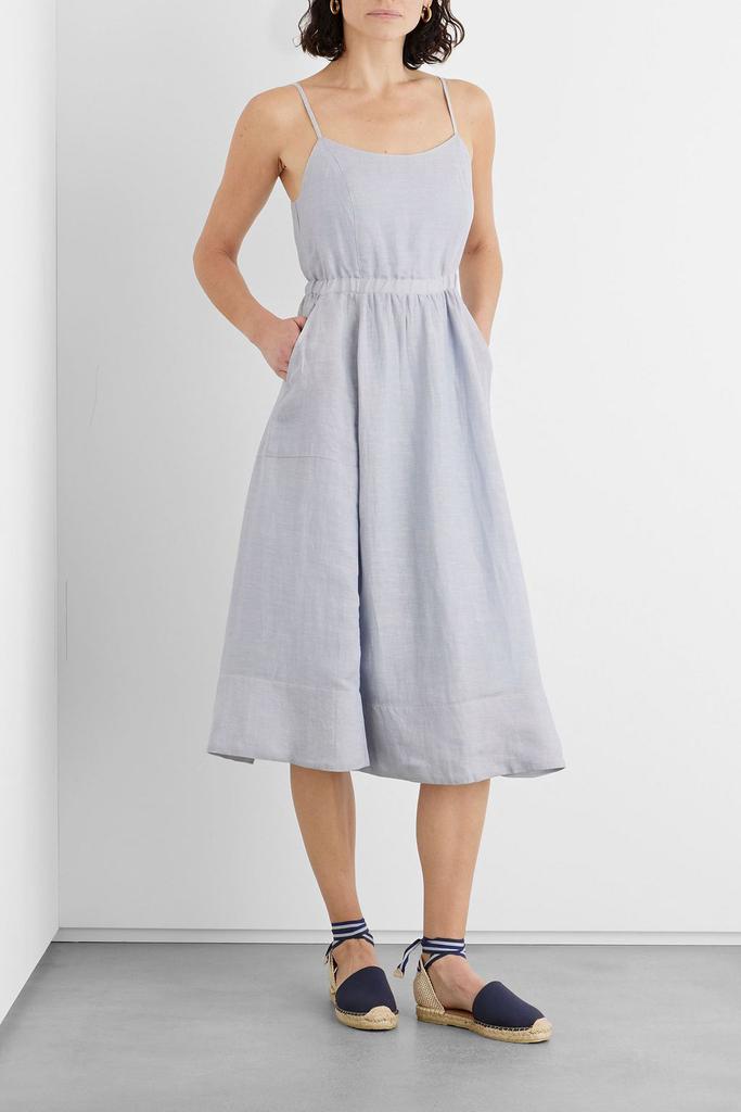 IRIS & INK Eve gathered Lyocell and linen-blend twill midi dress