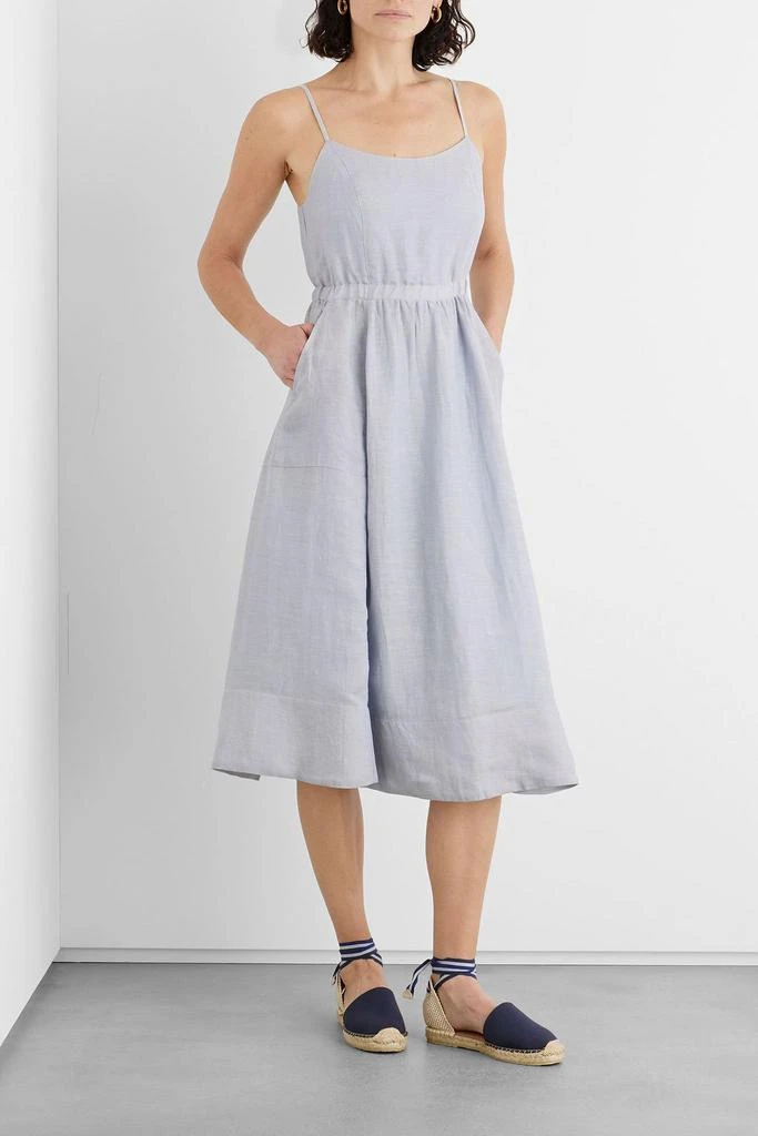 IRIS & INK Eve gathered Lyocell and linen-blend twill midi dress 2