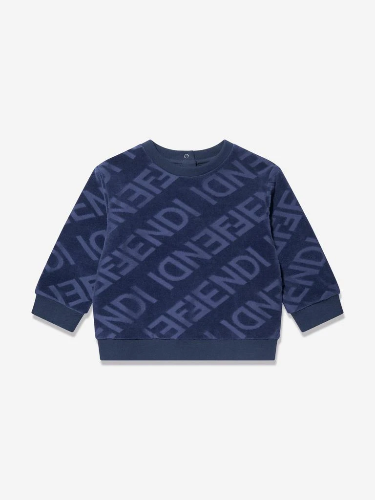 Fendi Kids Fendi Baby Boys Logo Sweatshirt in Blue 1