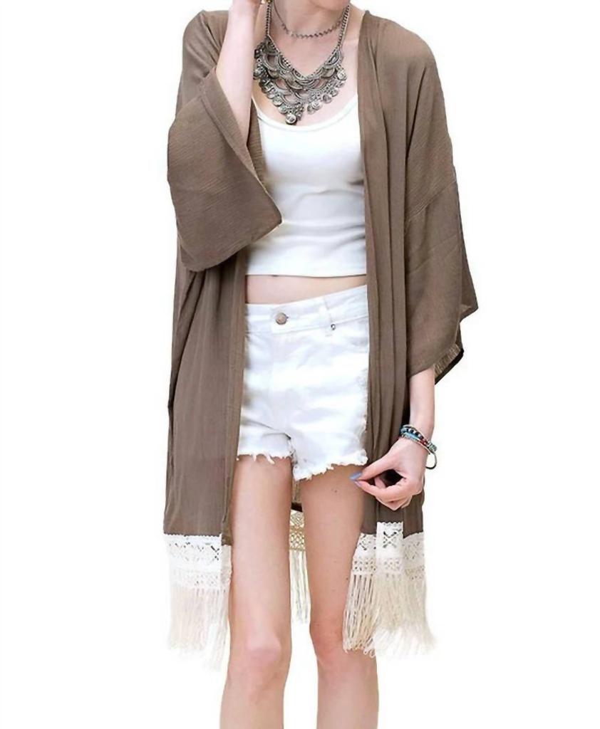 Kori Kori - Bohemian Crochet & Fringe Kimono Jacket