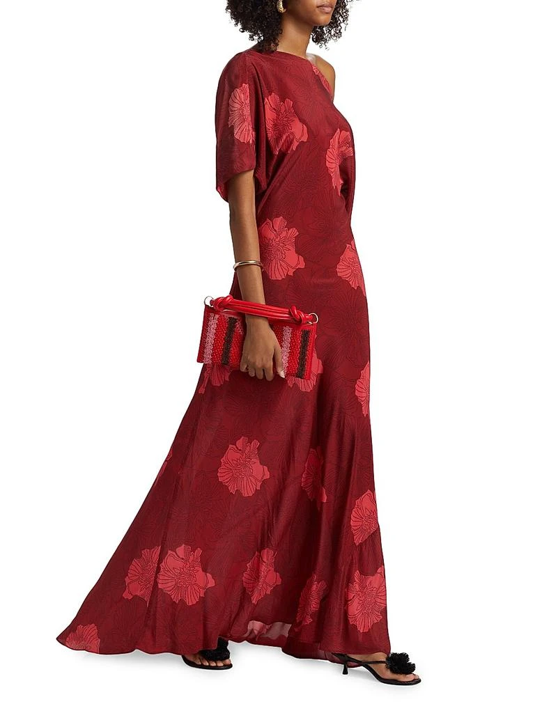 Eywasouls Malibu Grace Floral Silk Asymmetrical Bias-Cut Maxi Dress 2