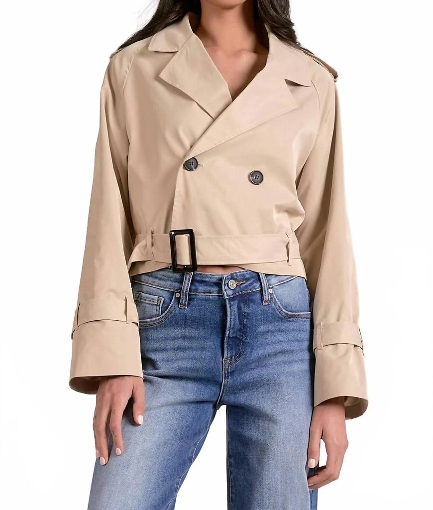 Elan Alice Cropped Trench Coat In Beige