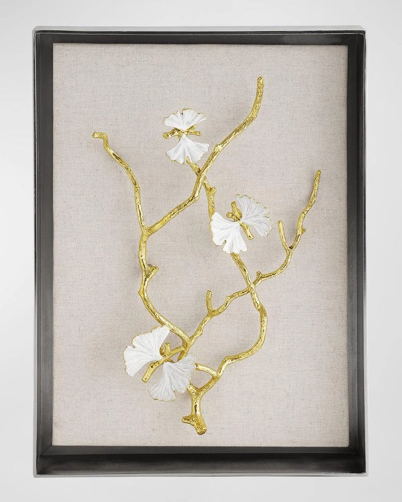 Michael Aram Butterfly Ginkgo White & Gold Fabric Shadow Box 1