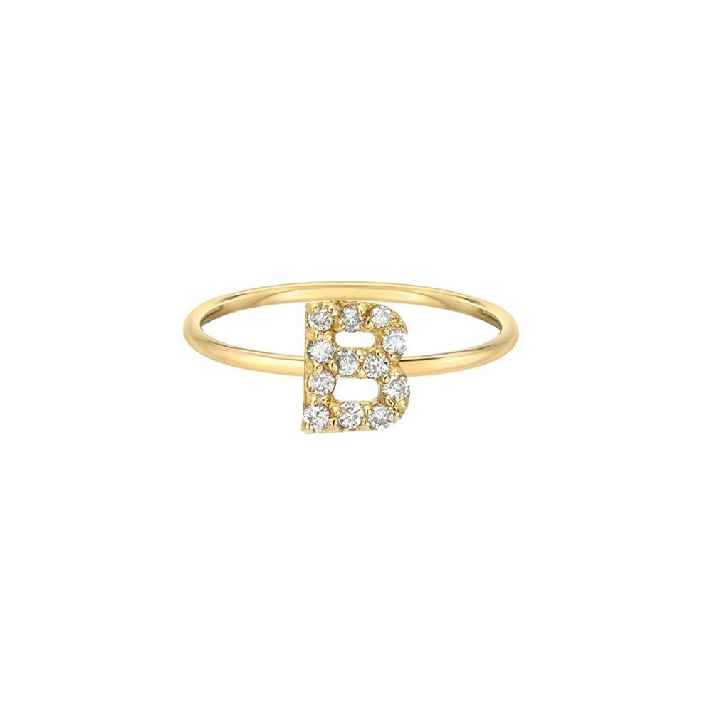 Zoe Lev Diamond Initial 14K Yellow Gold Ring 1