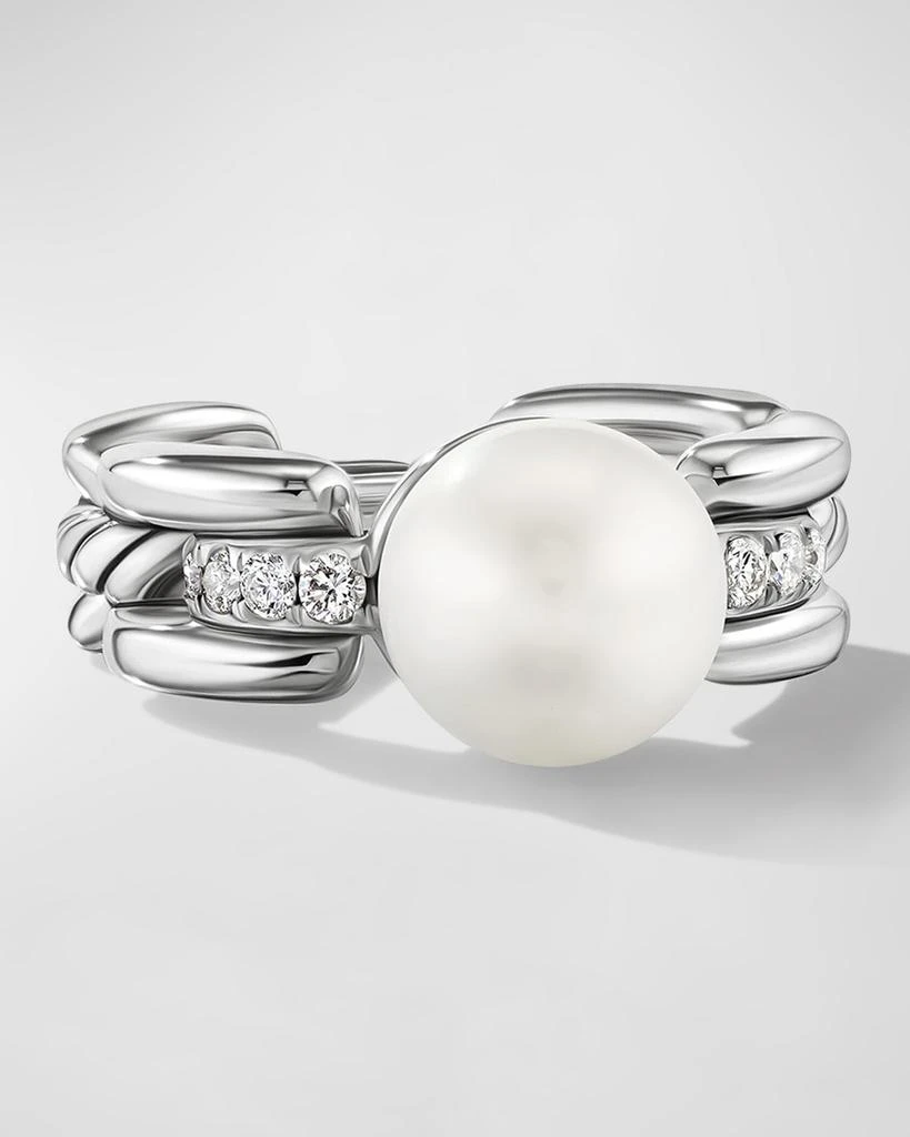 David Yurman DY Madison Pearl Ring with Diamonds in Silver, 7.5mm 1