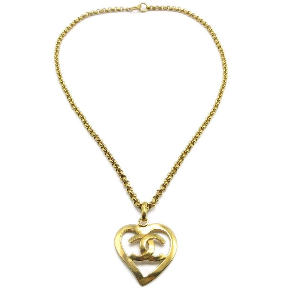 Chanel Cc Heart Pendant Metal _Plated Necklace Jewelry (Pre-Owned)