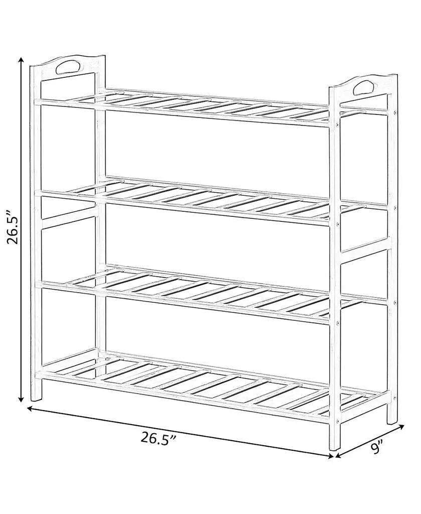 Basicwise Bamboo Storage Shoe Rack, Free Standing Shoe Organizer Storage Rack, 4 Tier 6
