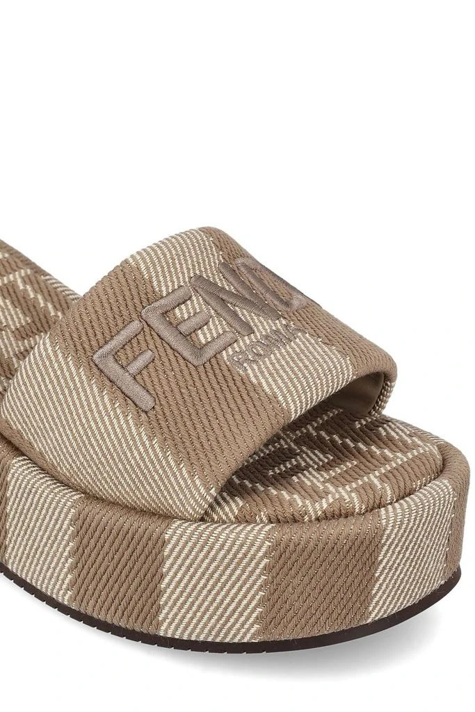 Fendi Fendi Sunshine Denim-Effect Jacquard Platform Slides 4