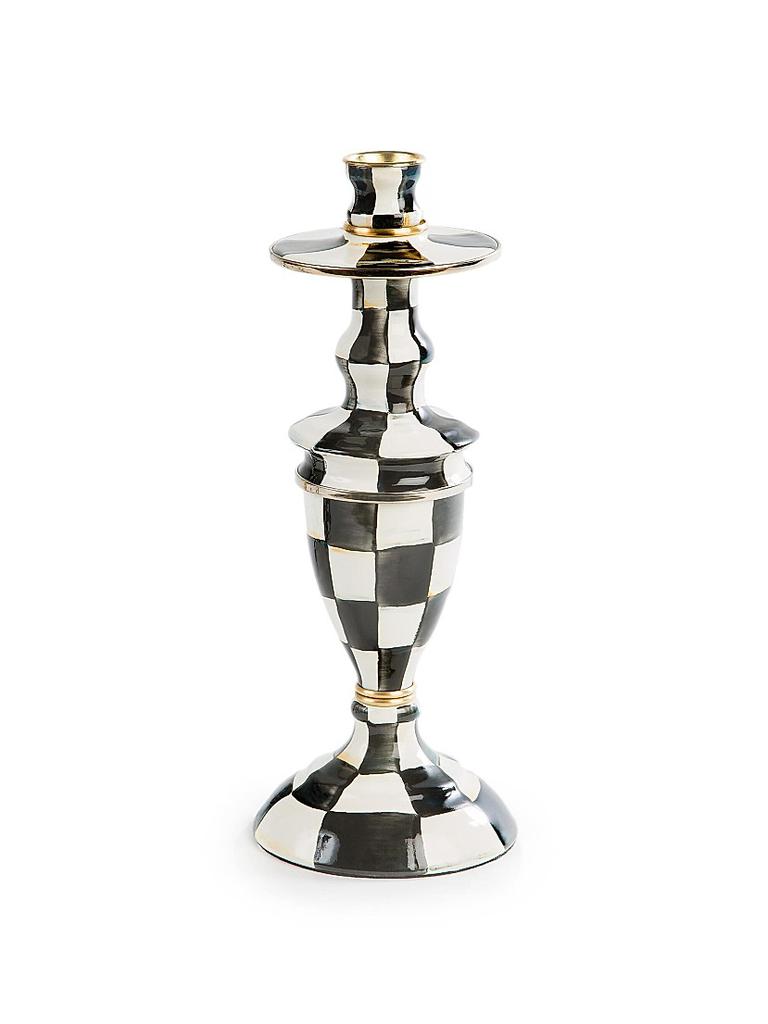 MacKenzie-Childs Courtly Check Enamel Pillar Candlestick - Thumbnail 5