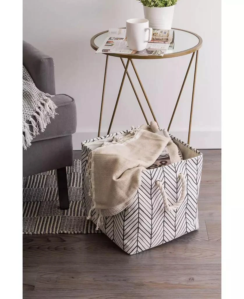 Design Imports Polyester Bin Herringbone Square 5