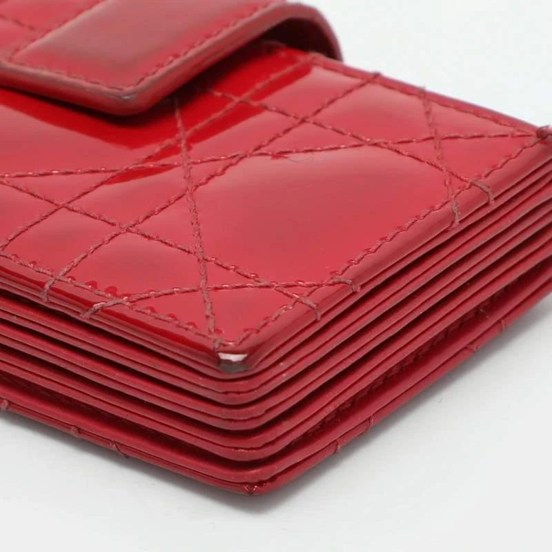 Dior Dior Red Cannage Patent Leather Lady Dior Gusset Card Case 11