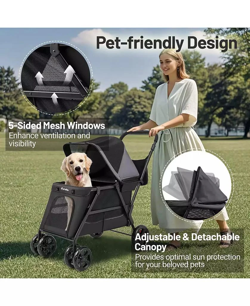 Gymax Dog Stroller for Small Medium Dogs w/ Dual Entry Ramp All-Terrain Wheels 5