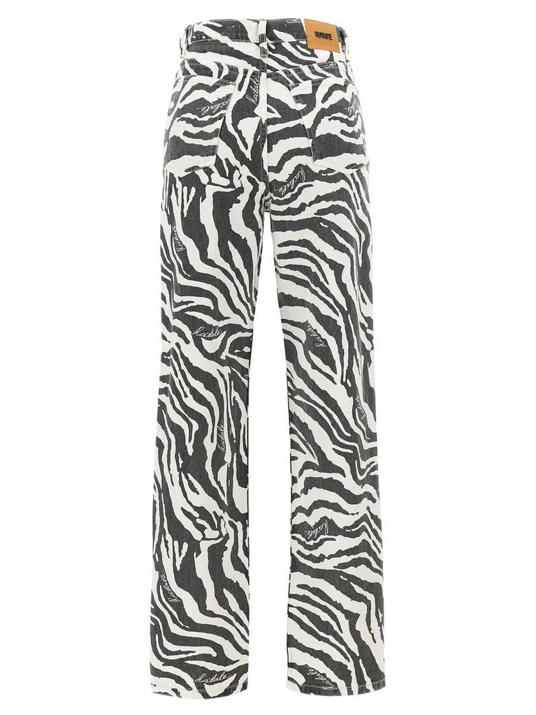 ROTATE Birger Christensen Straight Leg Zebra Print Jeans 2