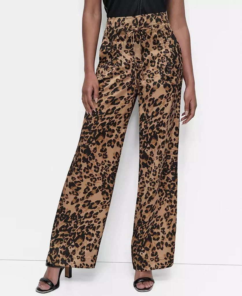 DKNY Women's Animal-Print Pleated Wide-Leg Pants 1