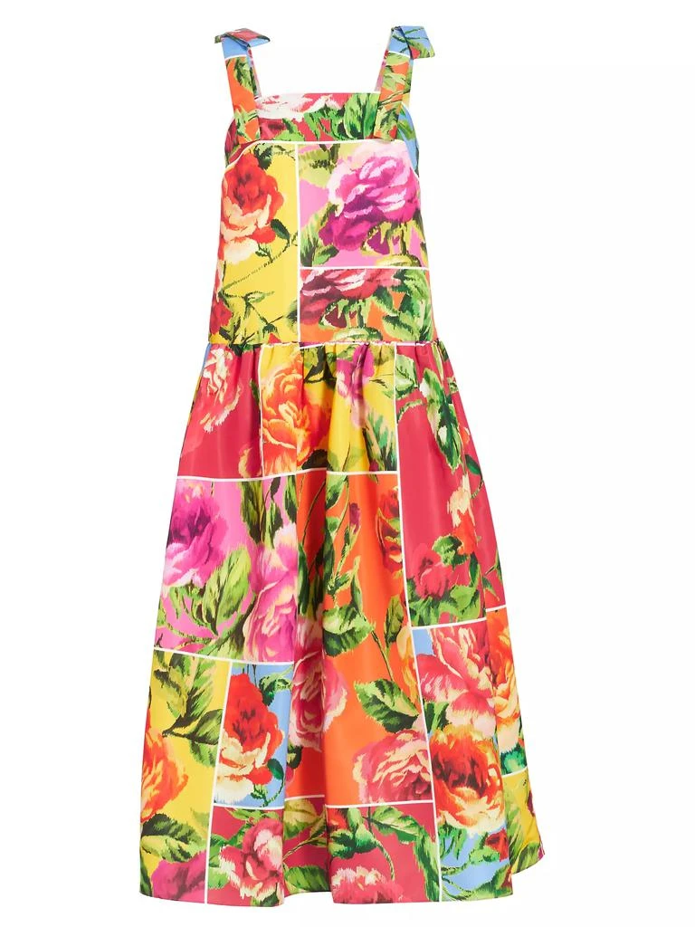 Carolina Herrera Windowed Floral Bow-Strap Cocktail Dress 1