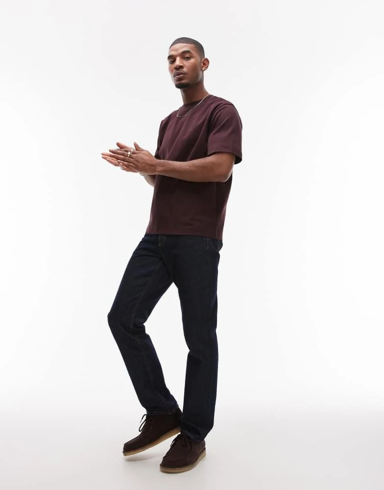 ARKET ARKET  heavy interlock jersey oversized t-shirt in burgundy 2