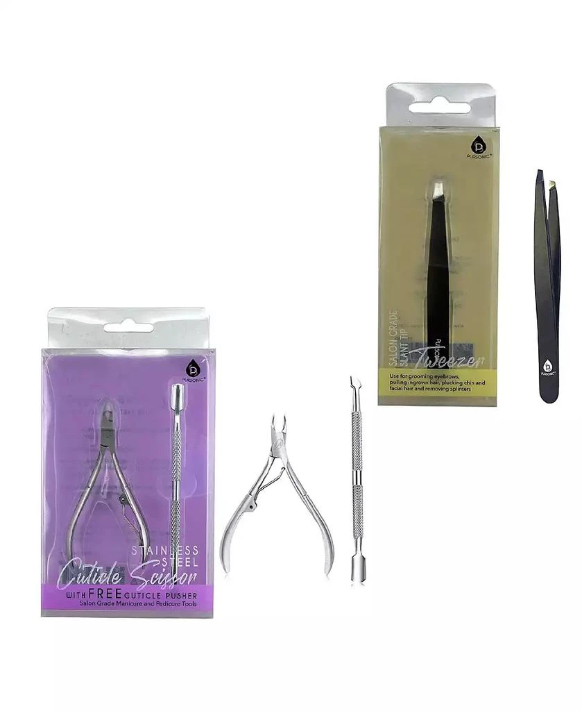 PURSONIC Precision Perfection Bundle: Slant Tip Tweezer + Salon-Grade Nail Care Kit