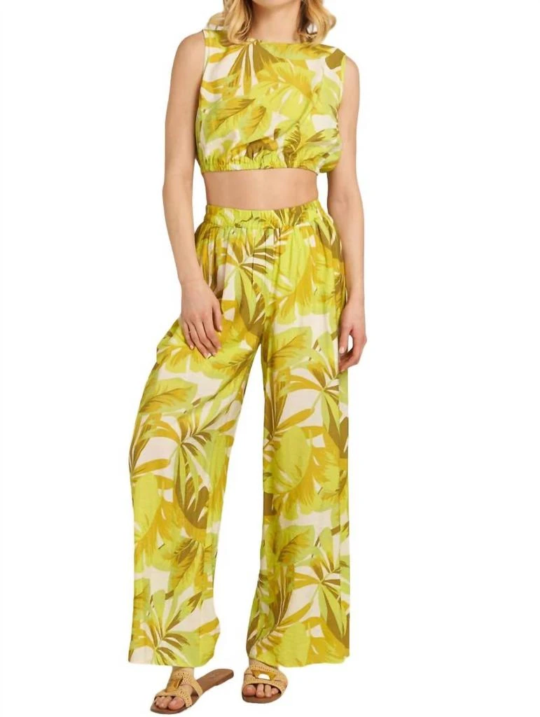 En Creme En Creme - Printed Cropped Top and Wide Leg Pants Set 1