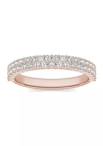 Charles & Colvard Colvard Charles Colvard 0.62 Ct. T.w. Lab Created Two Row Moissanite Band In 14K Gold 1