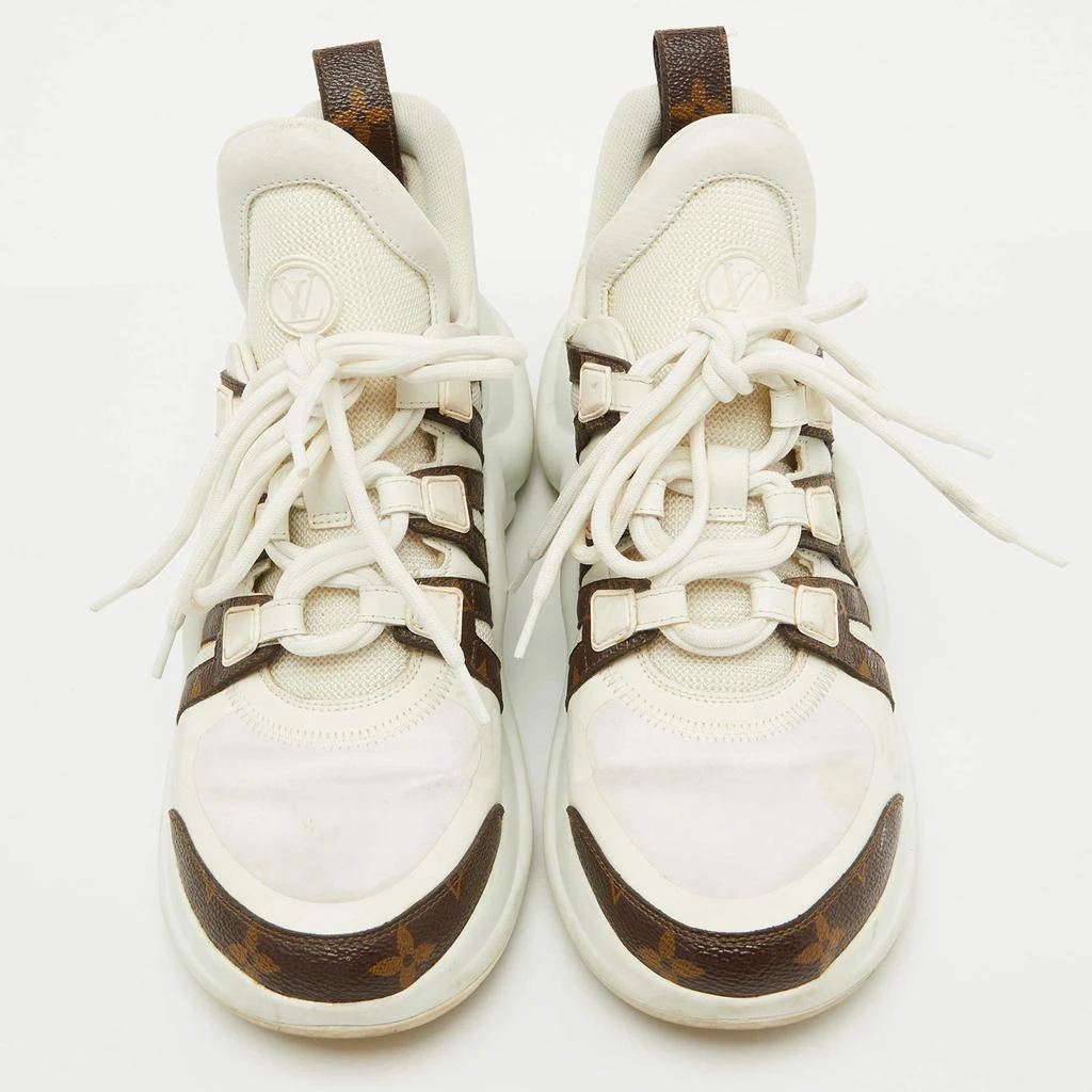 Louis Vuitton Louis Vuitton White Leather and Monogram Canvas Archlight Sneakers Size 38.5 3