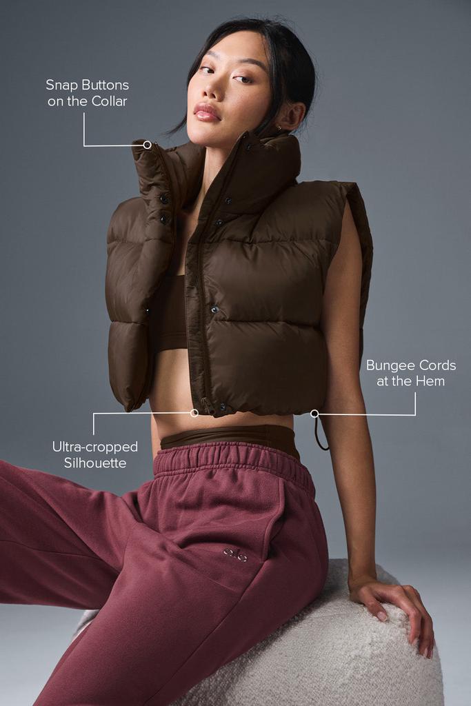 Alo Cropped Gold Rush Puffer Vest - Espresso