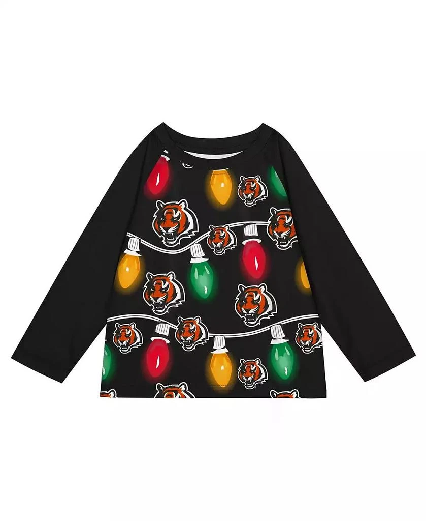 Outerstuff Preschool Cincinnati Bengals Two-Piece Garland Holiday Long Sleeve Pajama Set 3