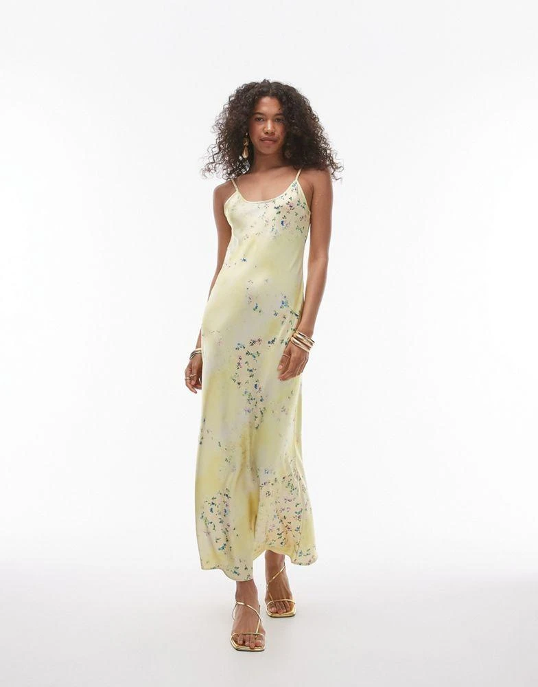 Topshop Topshop scoop maxi slip dress in mixed yellow floral print 2