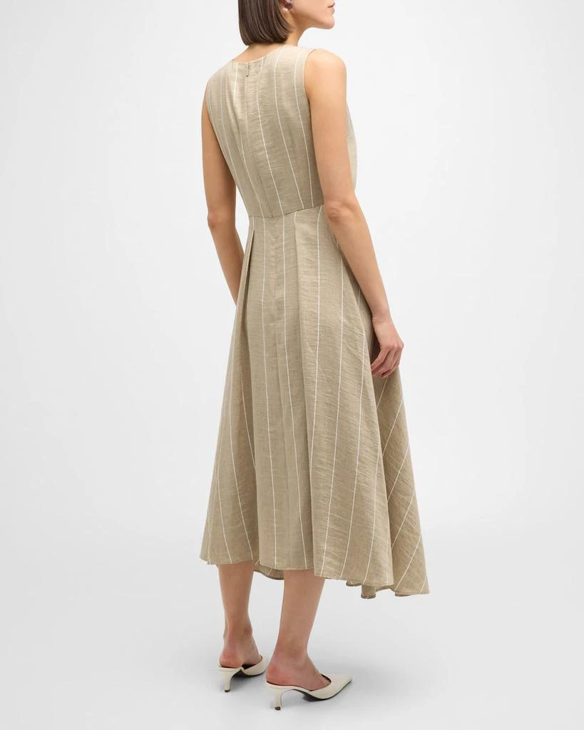Lafayette 148 New York Pleated Striped A-Line Midi Dress 6